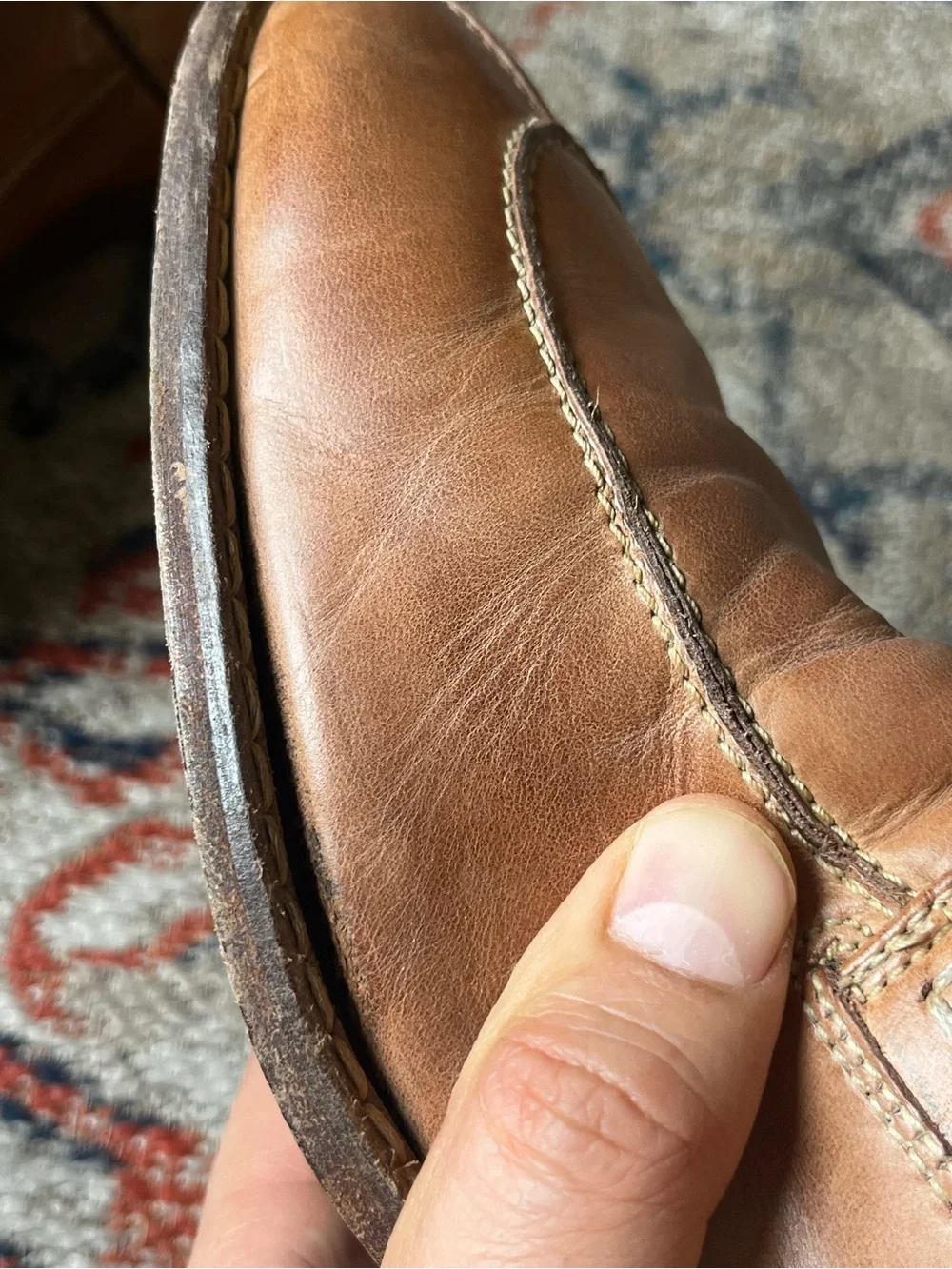 Cole Haan Tan Leather Derby Shoes with Dark Brown Laces Size 10